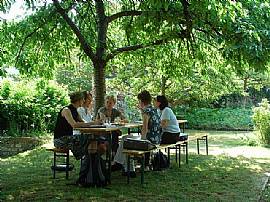 Besprechung im angrenzenden Garten (Sommer 2008)